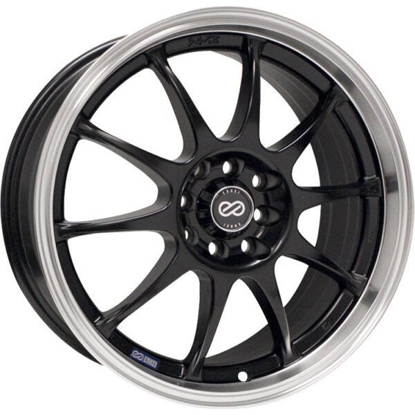 Enkei J10 4x100/4x108 15" Wheels in Black with a Machined Lip