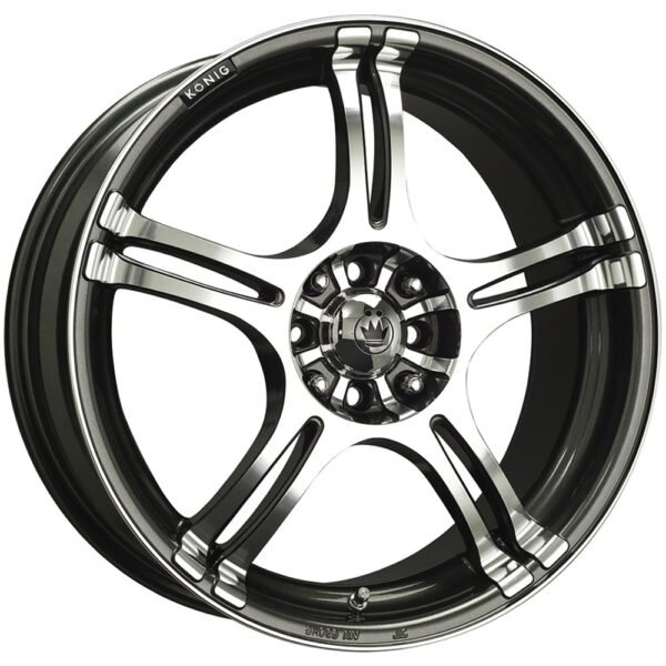 Konig Incident 5x100/5x114.3 Bolt 15" Size Wheels in Graphite with Machined Spoke Faces and Outer Lip